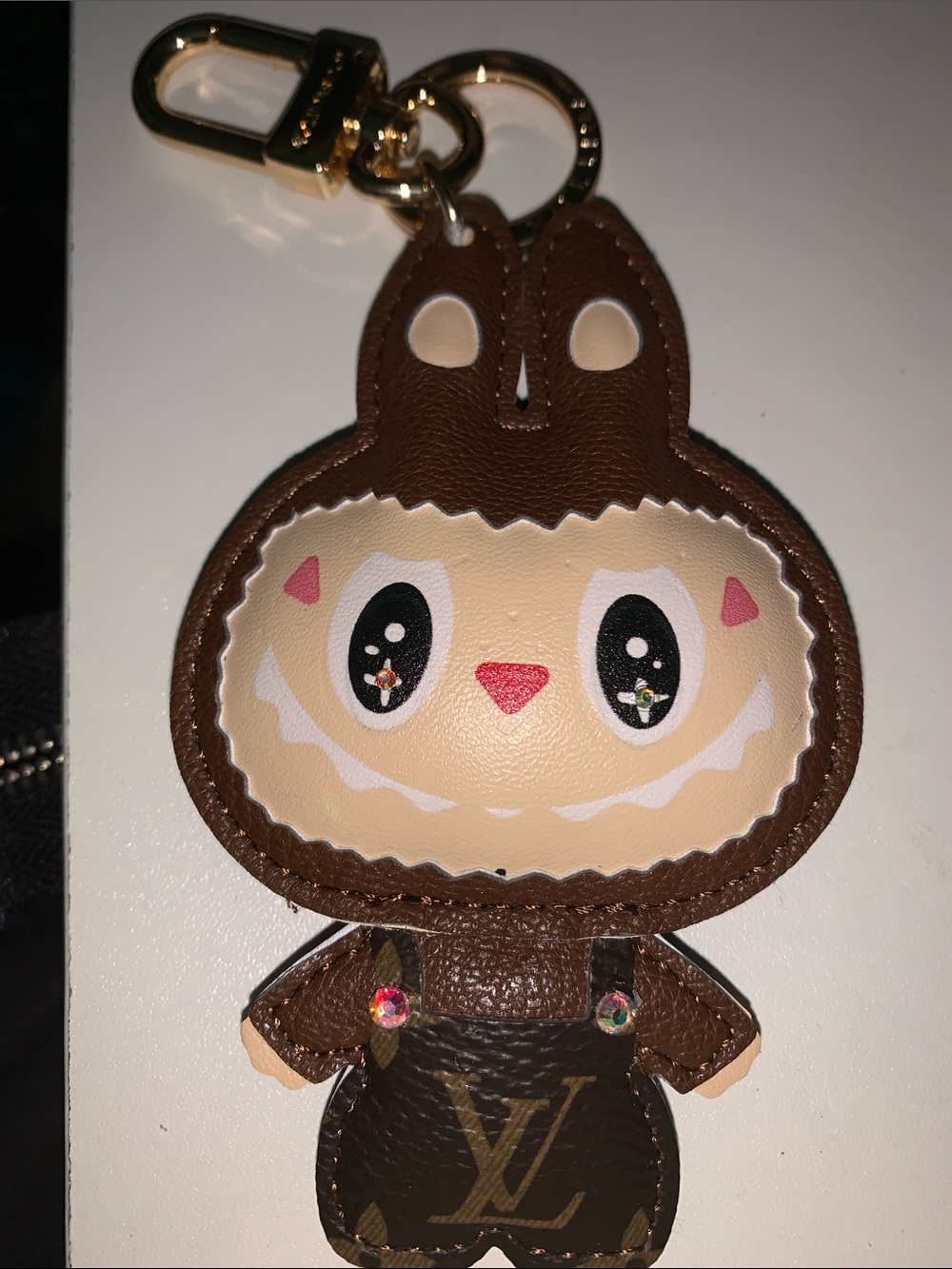 Upcycled leather labubu purse/bag charm keychain
